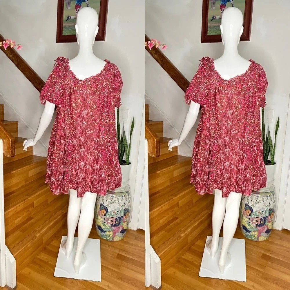 Free People jet set floral bardot mini dress